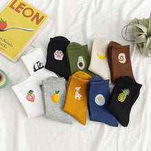 Load image into Gallery viewer, New Elegant Fruit Printed Breathable Cotton Socks Happy Funny Unisex Socks Candy Colors Harajuku Casual Cotton Crew Socks For Men And Women
