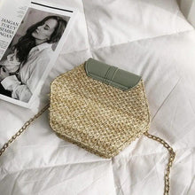 将图片加载到图库查看器，New Famous Mulit Style Straw+leather Handba For Women And Girls  New Fashion Summer Bag Handmade Woven Beach Circle Shoulder Bag
