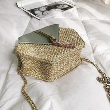 将图片加载到图库查看器，New Famous Mulit Style Straw+leather Handba For Women And Girls  New Fashion Summer Bag Handmade Woven Beach Circle Shoulder Bag
