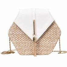 将图片加载到图库查看器，New Famous Mulit Style Straw+leather Handba For Women And Girls  New Fashion Summer Bag Handmade Woven Beach Circle Shoulder Bag
