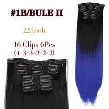 Load image into Gallery viewer, New Fashion 16 Clip In Hair Extension Long Straight Natural Black 6 Pcs/Set 16 Clips 22 Inch Synthetic Hair Piece Wigs For Black Women Cosplay Wigs For Women
