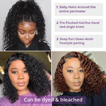 Load image into Gallery viewer, New Fashion Brazilian Curly Bob Wig Human Hair Lace Wigs For Women Short Side Part Curly Human Hair Wig Lace Wigs For Black Women Gifts for Girlfriends
