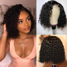 Load image into Gallery viewer, New Fashion Brazilian Curly Bob Wig Human Hair Lace Wigs For Women Short Side Part Curly Human Hair Wig Lace Wigs For Black Women Gifts for Girlfriends
