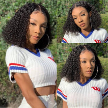 Load image into Gallery viewer, New Fashion Brazilian Curly Bob Wig Human Hair Lace Wigs For Women Short Side Part Curly Human Hair Wig Lace Wigs For Black Women Gifts for Girlfriends
