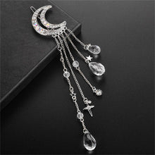 Load image into Gallery viewer, New Fashion Crystal Rhinestone Moon Tassel Hairpin Five-pointed Star Pendant Luxury Jewelry Crystal Side Clip Gorgeous Hair Accessories For Women

