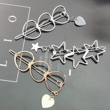 Load image into Gallery viewer, New Fashion Girl Love Five-pointed Star Alloy Clip Bangs Clip Adult Simple Hollow Crystal Hairpin Hair Clip Metal Alloy Barrettes Hair Accessories for Party Wedding

