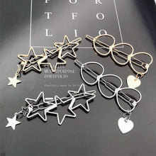 Load image into Gallery viewer, New Fashion Girl Love Five-pointed Star Alloy Clip Bangs Clip Adult Simple Hollow Crystal Hairpin Hair Clip Metal Alloy Barrettes Hair Accessories for Party Wedding
