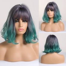 Load image into Gallery viewer, New Fashion Short Bob Water Wave Synthetic Wigs for Women Natural Cosplay Fake Hair Shoulder Length Women's Brown Wig with Bangs Wigs For Black Women
