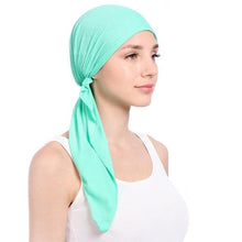 Load image into Gallery viewer, New Fashion Soft Cotton Solid Color Elastic Wrap Lightweight Scarf Hats Muslim Turban Elegant Bonnet Inner Hijab Hat Female Turbantes caps For Women
