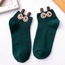 将图片加载到图库查看器，New Fashion Spring Summer Cute Cartoon 3D Big Eyes 3D Rabbit Eared Short Tube Socks Novelty Funny Soft Cotton Ankle Socks For Men And Women
