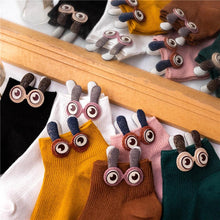 将图片加载到图库查看器，New Fashion Spring Summer Cute Cartoon 3D Big Eyes 3D Rabbit Eared Short Tube Socks Novelty Funny Soft Cotton Ankle Socks For Men And Women
