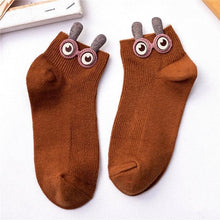 将图片加载到图库查看器，New Fashion Spring Summer Cute Cartoon 3D Big Eyes 3D Rabbit Eared Short Tube Socks Novelty Funny Soft Cotton Ankle Socks For Men And Women
