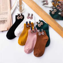 将图片加载到图库查看器，New Fashion Spring Summer Cute Cartoon 3D Big Eyes 3D Rabbit Eared Short Tube Socks Novelty Funny Soft Cotton Ankle Socks For Men And Women
