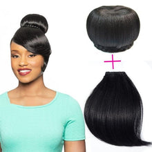 将图片加载到图库查看器，New Fashion Synthetic Fake Hair Bun And Bang Heat Resistant Braided Chignon Hair Piece Donut Ponytail Wig For Women Clip in Hair Extension For Volumized Hair Buns For Girls
