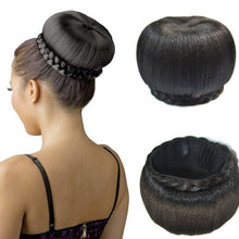 将图片加载到图库查看器，New Fashion Synthetic Fake Hair Bun And Bang Heat Resistant Braided Chignon Hair Piece Donut Ponytail Wig For Women Clip in Hair Extension For Volumized Hair Buns For Girls
