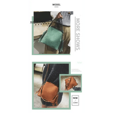 将图片加载到图库查看器，New Fashionable Scrub Women Bucket Bag Vintage Tassel Messenger Bag High Quality Shoulder Bag Simple Crossbody Bag For Females

