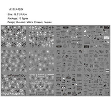 将图片加载到图库查看器，New Geometric Letter Nail Sticker Water Slider Winter Decal Christmas New Year Gift Nail Slider Temporary Tattoos Women Nail Art Stickers Water Transfer Decals Design Nail Art Supplies Manicure Acrylic Nail Foil Stencils Decorations
