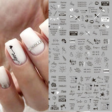 将图片加载到图库查看器，New Geometric Letter Nail Sticker Water Slider Winter Decal Christmas New Year Gift Nail Slider Temporary Tattoos Women Nail Art Stickers Water Transfer Decals Design Nail Art Supplies Manicure Acrylic Nail Foil Stencils Decorations
