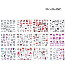 将图片加载到图库查看器，New Geometric Letter Nail Sticker Water Slider Winter Decal Christmas New Year Gift Nail Slider Temporary Tattoos Women Nail Art Stickers Water Transfer Decals Design Nail Art Supplies Manicure Acrylic Nail Foil Stencils Decorations
