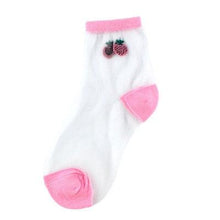 将图片加载到图库查看器，New Girls Cute Cartoon Fruits Sheer Kawaii Lady Women Summer Fall Avocado Lemon Pineapple Cherry Jacquard Socks For Women
