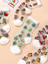 将图片加载到图库查看器，New Girls Cute Cartoon Fruits Sheer Kawaii Lady Women Summer Fall Avocado Lemon Pineapple Cherry Jacquard Socks For Women
