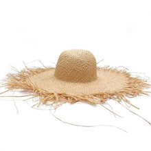 Load image into Gallery viewer, New Handmade Women Straw Sun Hats Large Wide Flat Top Wide Hat Beach Hat Lady Holiday Sun Protection Hat Girls Quality Natural Outdoor Sun Caps For Holiday Vintage Design Hat
