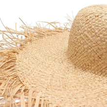 Load image into Gallery viewer, New Handmade Women Straw Sun Hats Large Wide Flat Top Wide Hat Beach Hat Lady Holiday Sun Protection Hat Girls Quality Natural Outdoor Sun Caps For Holiday Vintage Design Hat
