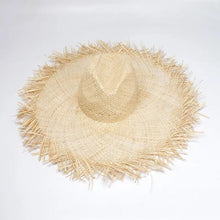 Load image into Gallery viewer, New Handmade Women Straw Sun Hats Large Wide Flat Top Wide Hat Beach Hat Lady Holiday Sun Protection Hat Girls Quality Natural Outdoor Sun Caps For Holiday Vintage Design Hat
