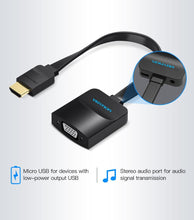 Load image into Gallery viewer, New HDMI To VGA Adapter Digital To Analog Video Audio Converter Cable Gold-Plated HDMI To VGA Adapter Black Design 1080p For Laptop TV Projector Gaming
