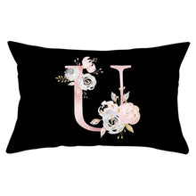 Load image into Gallery viewer, New Light Letter Flower Pillow Covers Alphabet Decorative Pillow Cases ABC Letter Flowers Cushion Covers Black Plush Pillow Case Super Soft Living Room Decorative Cushion Cover Elegant Soft Design 30x50cm
