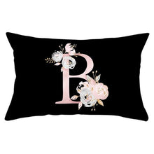 Load image into Gallery viewer, New Light Letter Flower Pillow Covers Alphabet Decorative Pillow Cases ABC Letter Flowers Cushion Covers Black Plush Pillow Case Super Soft Living Room Decorative Cushion Cover Elegant Soft Design 30x50cm
