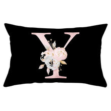 Load image into Gallery viewer, New Light Letter Flower Pillow Covers Alphabet Decorative Pillow Cases ABC Letter Flowers Cushion Covers Black Plush Pillow Case Super Soft Living Room Decorative Cushion Cover Elegant Soft Design 30x50cm
