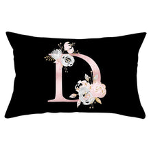 Load image into Gallery viewer, New Light Letter Flower Pillow Covers Alphabet Decorative Pillow Cases ABC Letter Flowers Cushion Covers Black Plush Pillow Case Super Soft Living Room Decorative Cushion Cover Elegant Soft Design 30x50cm
