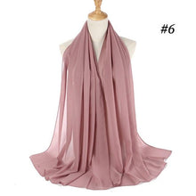 Load image into Gallery viewer, New Long Solid Colorful Soft Chiffon Hijab Elegant Scarf Wrap Lightweight Islamic Head Wear Escharpe Shawls Headband Stole Muslim Hijabs Wrap Headscarf Scarves Colors For Women
