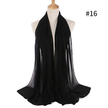 Load image into Gallery viewer, New Long Solid Colorful Soft Chiffon Hijab Elegant Scarf Wrap Lightweight Islamic Head Wear Escharpe Shawls Headband Stole Muslim Hijabs Wrap Headscarf Scarves Colors For Women

