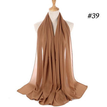 Load image into Gallery viewer, New Long Solid Colorful Soft Chiffon Hijab Elegant Scarf Wrap Lightweight Islamic Head Wear Escharpe Shawls Headband Stole Muslim Hijabs Wrap Headscarf Scarves Colors For Women
