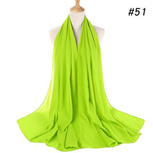 Load image into Gallery viewer, New Long Solid Colorful Soft Chiffon Hijab Elegant Scarf Wrap Lightweight Islamic Head Wear Escharpe Shawls Headband Stole Muslim Hijabs Wrap Headscarf Scarves Colors For Women
