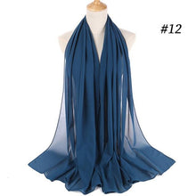 Load image into Gallery viewer, New Long Solid Colorful Soft Chiffon Hijab Elegant Scarf Wrap Lightweight Islamic Head Wear Escharpe Shawls Headband Stole Muslim Hijabs Wrap Headscarf Scarves Colors For Women
