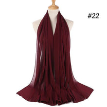Load image into Gallery viewer, New Long Solid Colorful Soft Chiffon Hijab Elegant Scarf Wrap Lightweight Islamic Head Wear Escharpe Shawls Headband Stole Muslim Hijabs Wrap Headscarf Scarves Colors For Women
