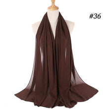Load image into Gallery viewer, New Long Solid Colorful Soft Chiffon Hijab Elegant Scarf Wrap Lightweight Islamic Head Wear Escharpe Shawls Headband Stole Muslim Hijabs Wrap Headscarf Scarves Colors For Women
