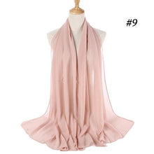 Load image into Gallery viewer, New Long Solid Colorful Soft Chiffon Hijab Elegant Scarf Wrap Lightweight Islamic Head Wear Escharpe Shawls Headband Stole Muslim Hijabs Wrap Headscarf Scarves Colors For Women
