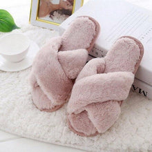 将图片加载到图库查看器，New Luxury Fluffy Slippers Indoor Warm Furry Fur Flip Flops Women Amazing Plush Slides Shoes Warm Comfortable Fuzzy Furry Slippers Indoor Cozy Memory Foam Anti-Slip Flip Flops

