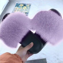 将图片加载到图库查看器，New Luxury Fluffy Slippers Indoor Warm Furry Fur Flip Flops Women Amazing Plush Slides Shoes Warm Comfortable Fuzzy Furry Slippers Indoor Cozy Memory Foam Anti-Slip Flip Flops
