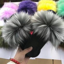 将图片加载到图库查看器，New Luxury Fluffy Slippers Indoor Warm Furry Fur Flip Flops Women Amazing Plush Slides Shoes Warm Comfortable Fuzzy Furry Slippers Indoor Cozy Memory Foam Anti-Slip Flip Flops
