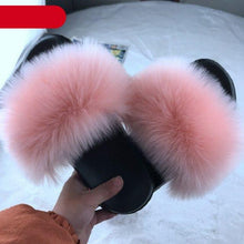 将图片加载到图库查看器，New Luxury Fluffy Slippers Indoor Warm Furry Fur Flip Flops Women Amazing Plush Slides Shoes Warm Comfortable Fuzzy Furry Slippers Indoor Cozy Memory Foam Anti-Slip Flip Flops
