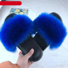将图片加载到图库查看器，New Luxury Fluffy Slippers Indoor Warm Furry Fur Flip Flops Women Amazing Plush Slides Shoes Warm Comfortable Fuzzy Furry Slippers Indoor Cozy Memory Foam Anti-Slip Flip Flops
