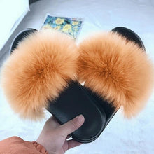 将图片加载到图库查看器，New Luxury Fluffy Slippers Indoor Warm Furry Fur Flip Flops Women Amazing Plush Slides Shoes Warm Comfortable Fuzzy Furry Slippers Indoor Cozy Memory Foam Anti-Slip Flip Flops
