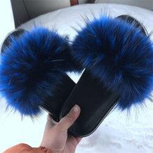 将图片加载到图库查看器，New Luxury Fluffy Slippers Indoor Warm Furry Fur Flip Flops Women Amazing Plush Slides Shoes Warm Comfortable Fuzzy Furry Slippers Indoor Cozy Memory Foam Anti-Slip Flip Flops
