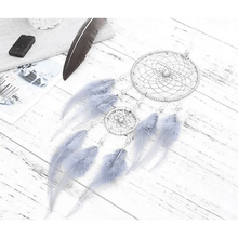 Load image into Gallery viewer, New Luxury Original Silver Gray Dream Catcher 2 Ring Feather Hanging Art Gifts To Bestie Friends Creative Valentine's Day Gifts
