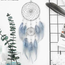 Load image into Gallery viewer, New Luxury Original Silver Gray Dream Catcher 2 Ring Feather Hanging Art Gifts To Bestie Friends Creative Valentine's Day Gifts
